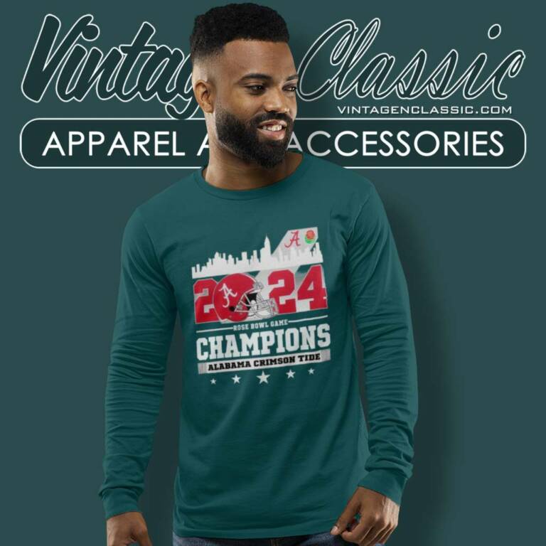 Alabama Rose Bowl Game Champions 2024 Helmet Logo Long Sleeve Tee Alabama Rose Bowl Game Champions 2024 Helmet Logo Long Sleeve Tee