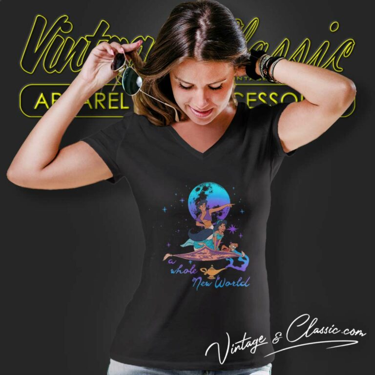 Aladdin New World Aladdin And Jasmine V Neck TShirt Aladdin New World Aladdin And Jasmine V Neck TShirt