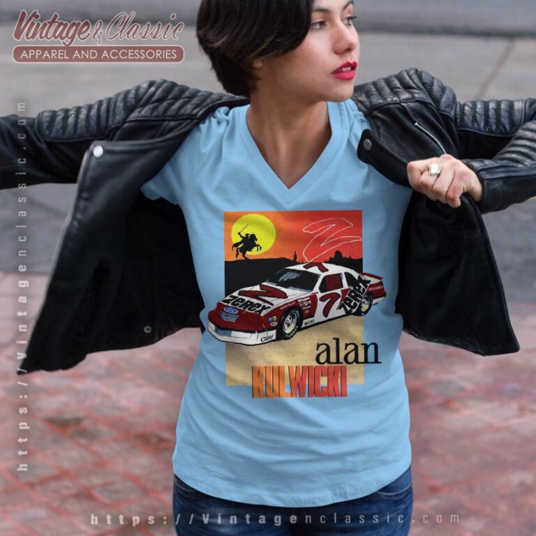 Alan Kulwicki 7 Zerex Zorro Nascar V Neck TShirt Alan Kulwicki 7 Zerex Zorro Nascar V Neck TShirt