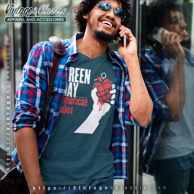 Album American Idiot Green Day V Neck TShirt Album American Idiot Green Day V Neck TShirt