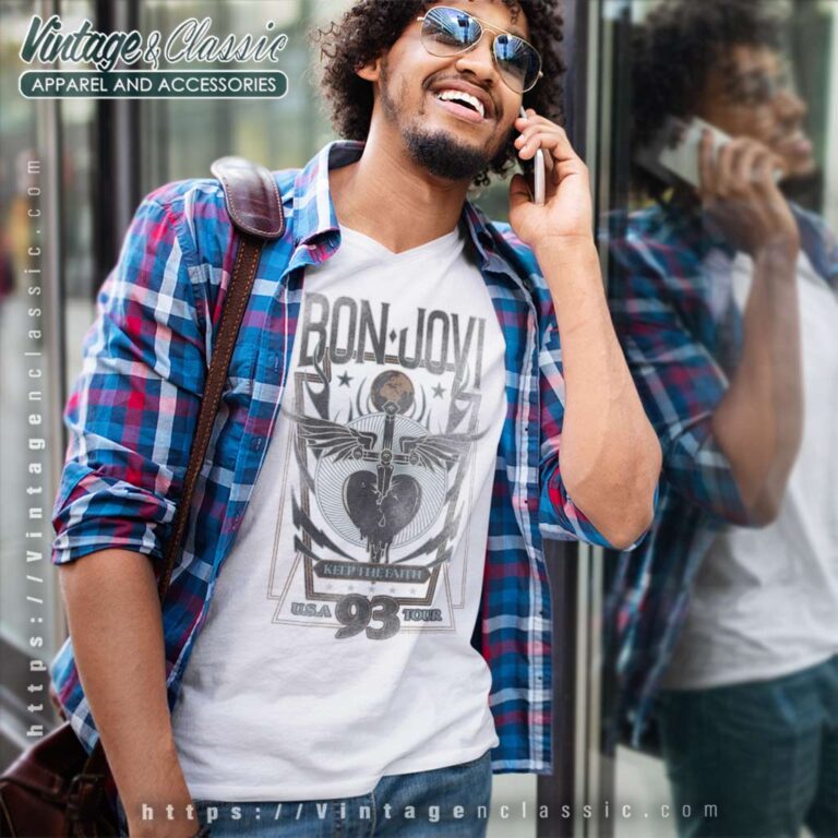 Album Keep The Faith Bon Jovi V Neck TShirt Album Keep The Faith Bon Jovi V Neck TShirt