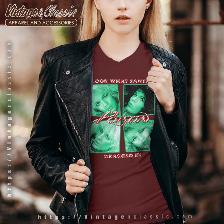 Album Look What Santa Dragged In Poison Vneck Album Look What Santa Dragged In Poison Vneck