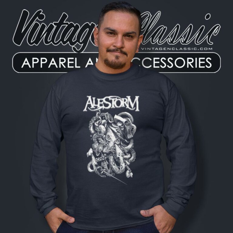 Alestorm Octopus Black White Long Sleeve Tee Alestorm Octopus Black White Long Sleeve Tee