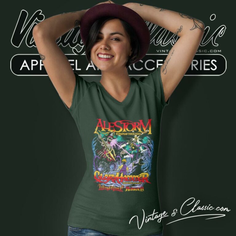 Alestorm Shirt Announces 2023 Usa Tour Music Gloryhammer Lutharo V Neck TShirt Alestorm Shirt Announces 2023 Usa Tour Music Gloryhammer Lutharo V Neck TShirt