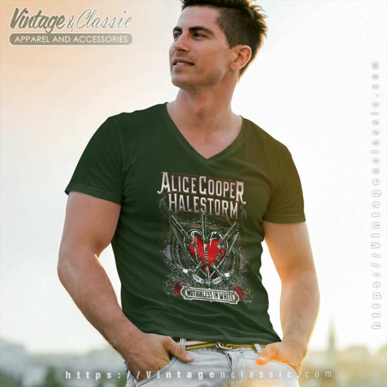 Alice Cooper Halestorm 2019 Concert V Neck TShirt Alice Cooper Halestorm 2019 Concert V Neck TShirt
