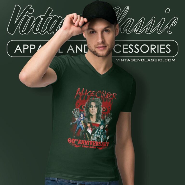 Alice Cooper Shirt 60th Anniversary 1964 2024 V Neck TShirt Alice Cooper Shirt 60th Anniversary 1964 2024 V Neck TShirt