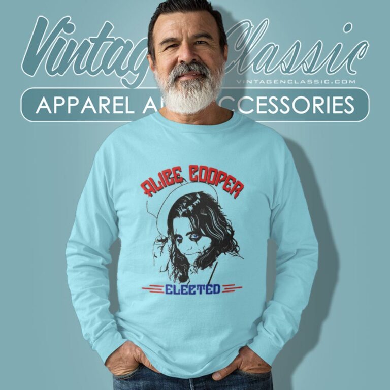 Alice Cooper Shirt Elected Top Hat Face Graphic Long Sleeve Tee Alice Cooper Shirt Elected Top Hat Face Graphic Long Sleeve Tee