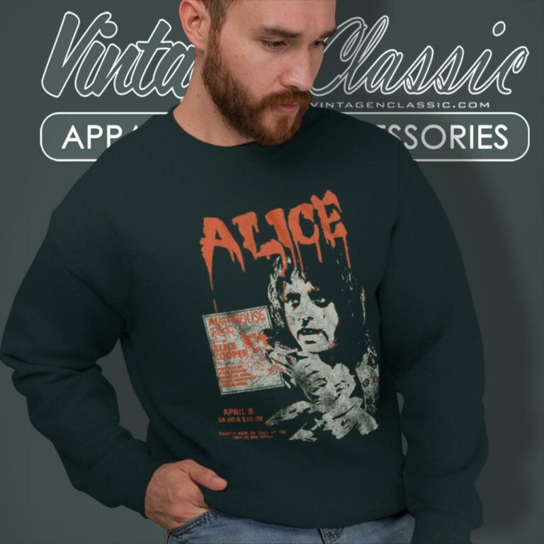 Alice Cooper Shirt Mad House Rock Tour 1979 Mens Graphic Sweatshirt Alice Cooper Shirt Mad House Rock Tour 1979 Mens Graphic Sweatshirt