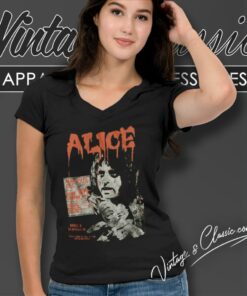 Alice Cooper Shirt Mad House Rock Tour 1979 Mens Graphic V Neck TShirt