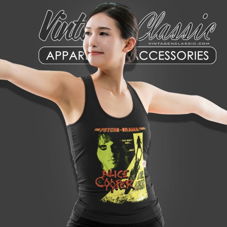Alice Cooper Shirt Psycho Drama Tour Poster Graphic Tank Top Racerback Alice Cooper Shirt Psycho Drama Tour Poster Graphic Tank Top Racerback