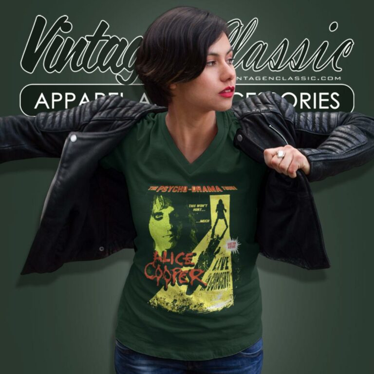 Alice Cooper Shirt Psycho Drama Tour Poster Graphic V Neck TShirt Alice Cooper Shirt Psycho Drama Tour Poster Graphic V Neck TShirt