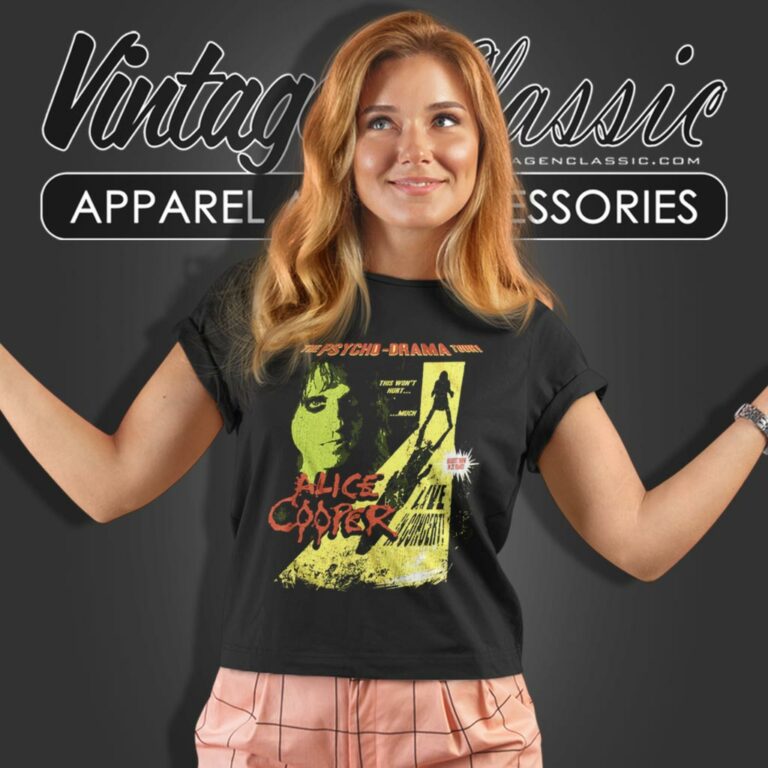 Alice Cooper Shirt Psycho Drama Tour Poster Graphic Women T Shirt Alice Cooper Shirt Psycho Drama Tour Poster Graphic Women T Shirt