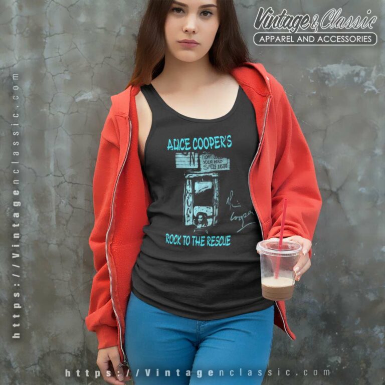 Alice Cooper Shirt Rock To The Rescue Tank Top Racerback Alice Cooper Shirt Rock To The Rescue Tank Top Racerback