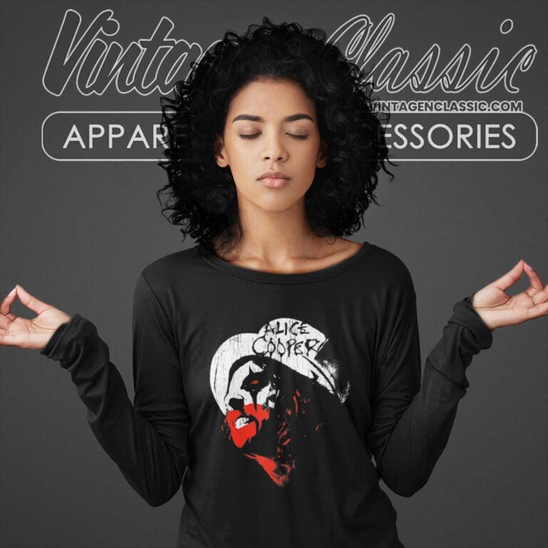 Alice Cooper Shirt Top Hat Red And White Long Sleeve Tee Alice Cooper Shirt Top Hat Red And White Long Sleeve Tee