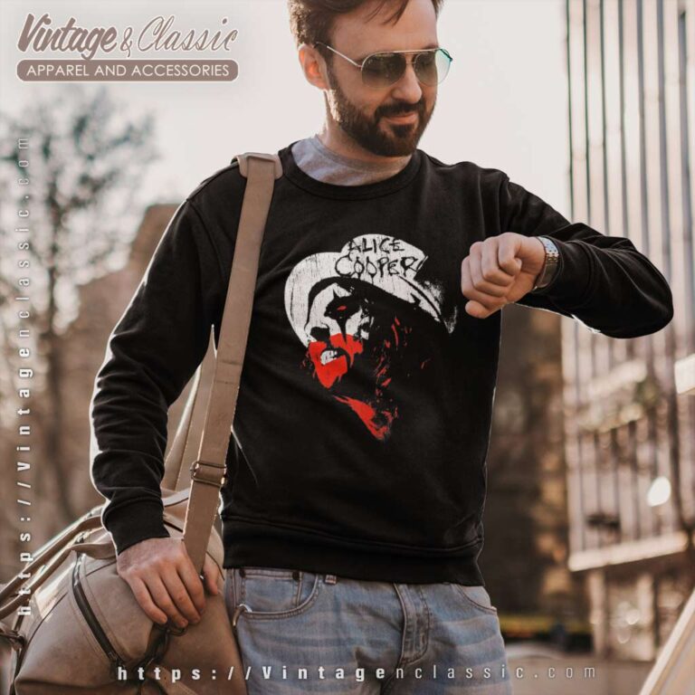 Alice Cooper Shirt Top Hat Red And White Sweatshirt Alice Cooper Shirt Top Hat Red And White Sweatshirt