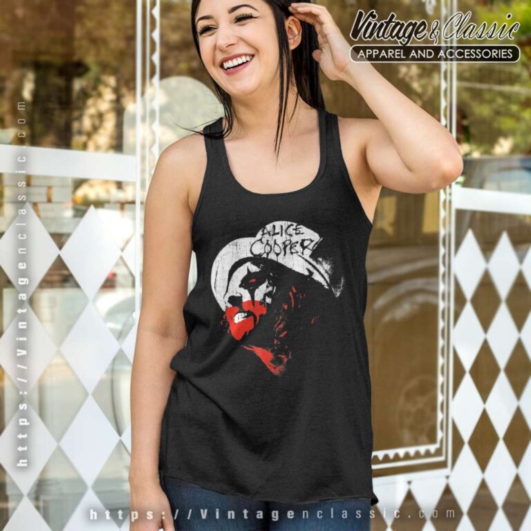 Alice Cooper Shirt Top Hat Red And White Tank Top Racerback Alice Cooper Shirt Top Hat Red And White Tank Top Racerback