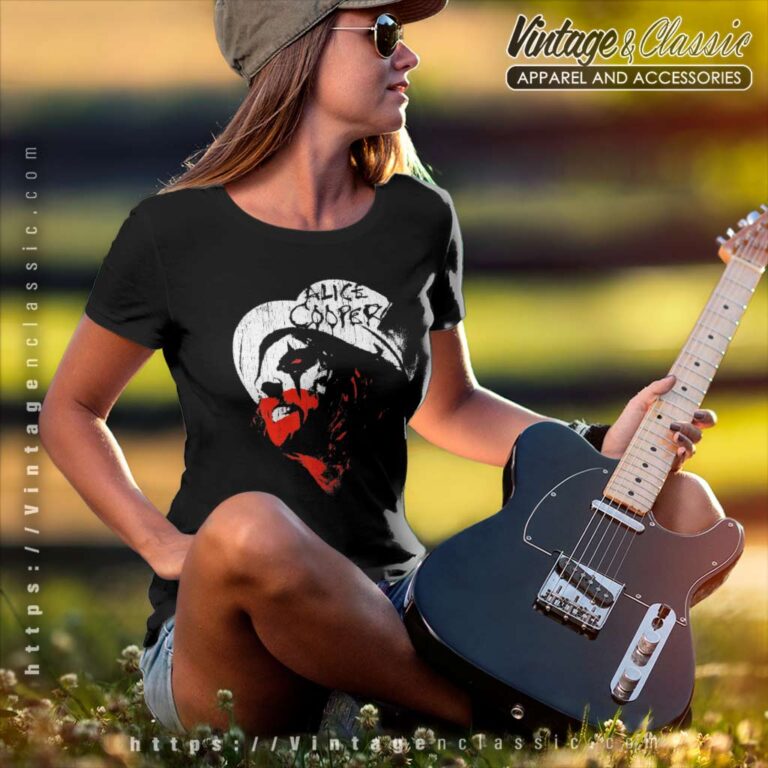 Alice Cooper Shirt Top Hat Red And White Women TShirt Alice Cooper Shirt Top Hat Red And White Women TShirt