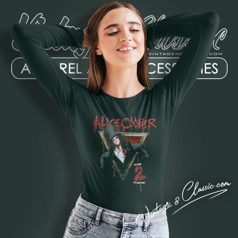 Alice Cooper Shirt Welcome To My Nightmare Rock Long Sleeve Tee Alice Cooper Shirt Welcome To My Nightmare Rock Long Sleeve Tee