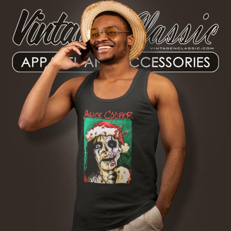 Alice Cooper Xmas Card Tank Top Racerback Alice Cooper Xmas Card Tank Top Racerback