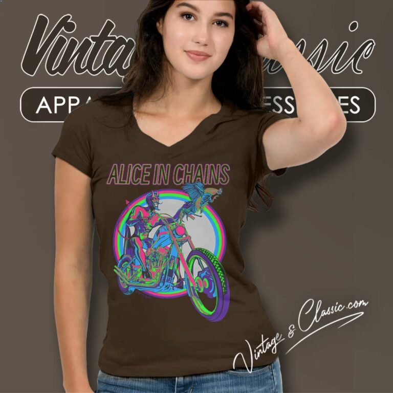 Alice In Chains Devil Bike V Neck TShirt Alice In Chains Devil Bike V Neck TShirt