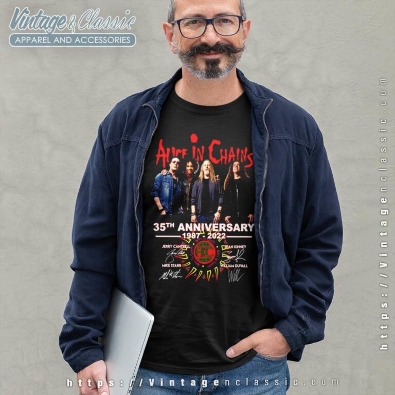 Alice In Chains Shirt 35th Anniversary Signatures Long Sleeve Tee Alice In Chains Shirt 35th Anniversary Signatures Long Sleeve Tee