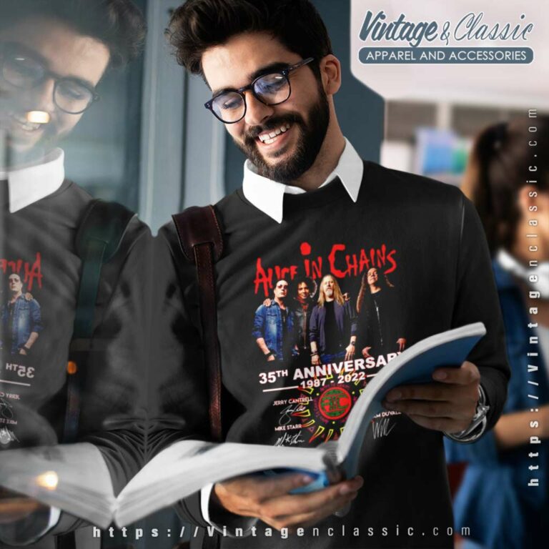 Alice In Chains Shirt 35th Anniversary Signatures Sweatshirt Alice In Chains Shirt 35th Anniversary Signatures Sweatshirt