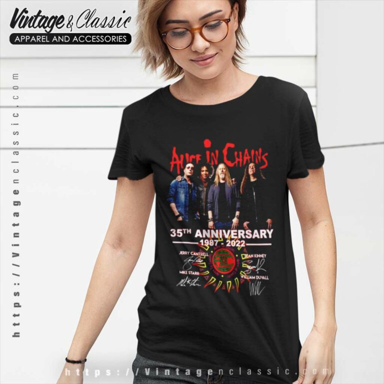 Alice In Chains Shirt 35th Anniversary Signatures Women TShirt Alice In Chains Shirt 35th Anniversary Signatures Women TShirt