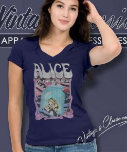 Alice In Wonderland Shirt Alice Lost Stuck In A Bottle V Neck TShirt