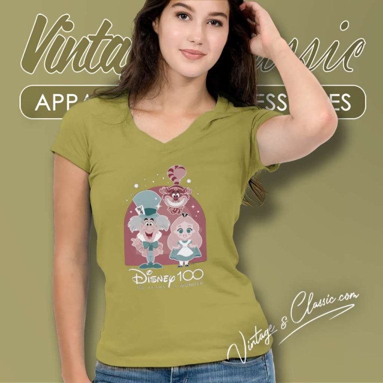 Alice In Wonderland Shirt Disney 100 Years Of Wonder V Neck TShirt Alice In Wonderland Shirt Disney 100 Years Of Wonder V Neck TShirt