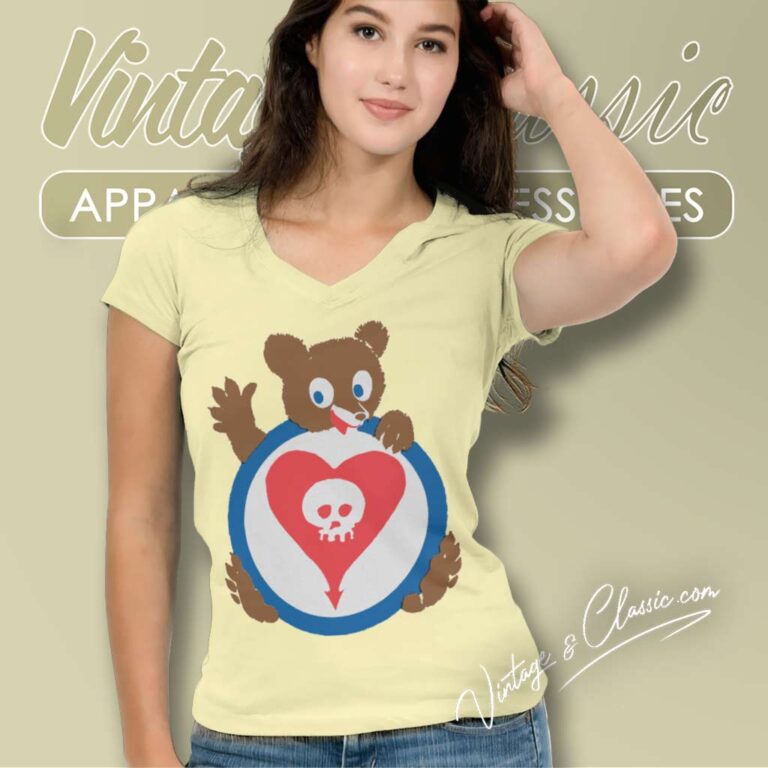 Alkaline Trio Bhe Bear Heartskull V Neck TShirt 1 Alkaline Trio Bhe Bear Heartskull V Neck TShirt 1
