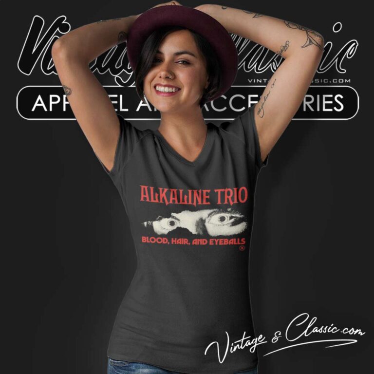 Alkaline Trio Blood Hair And Eyeballs Album V Neck TShirt Alkaline Trio Blood Hair And Eyeballs Album V Neck TShirt
