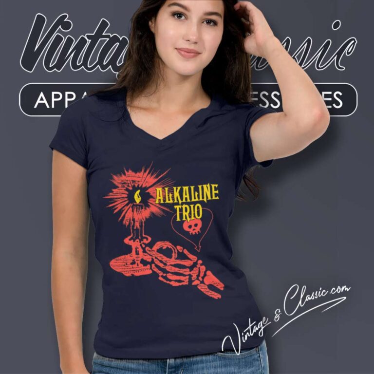 Alkaline Trio Skele Candle V Neck TShirt Alkaline Trio Skele Candle V Neck TShirt