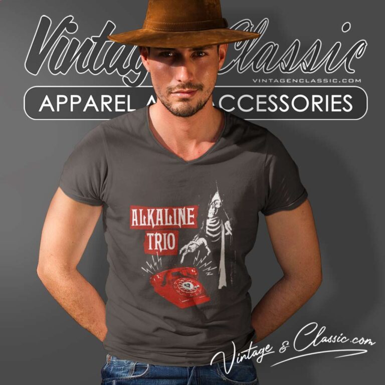 Alkaline Trio Skull Call Me V Neck TShirt Alkaline Trio Skull Call Me V Neck TShirt