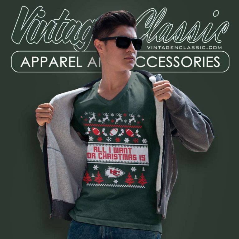 All I Want For Christmas Is Kansas City Chiefs V Neck TShirt All I Want For Christmas Is Kansas City Chiefs V Neck TShirt