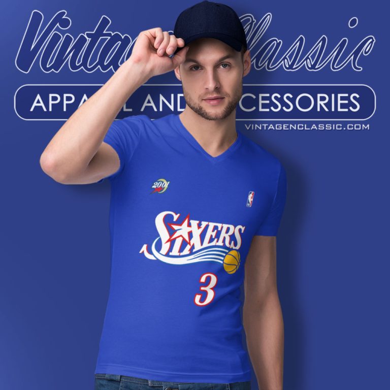 Allen Iverson Philadelphia 76ers Mitchell Ness V Neck TShirt Allen Iverson Philadelphia 76ers Mitchell Ness V Neck TShirt