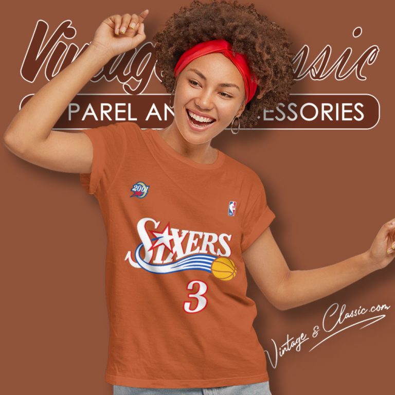 Allen Iverson Philadelphia 76ers Mitchell Ness Women T Shirt Allen Iverson Philadelphia 76ers Mitchell Ness Women T Shirt
