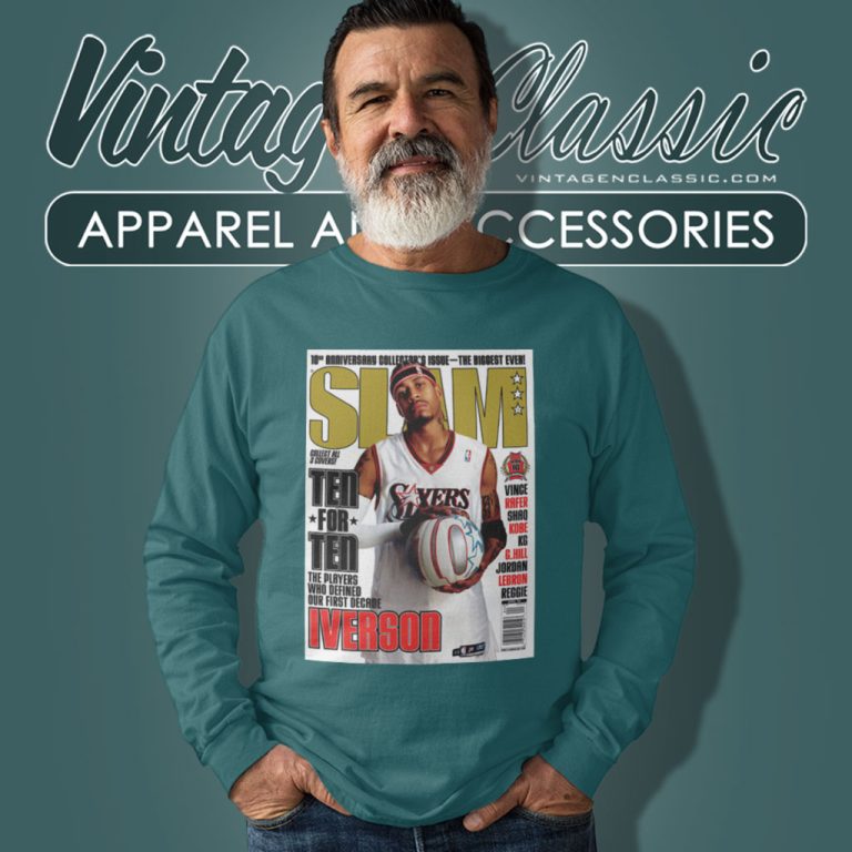 Allen Iverson Philadelphia 76ers Nba Slam Cover Long Sleeve Tee Allen Iverson Philadelphia 76ers Nba Slam Cover Long Sleeve Tee