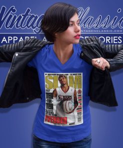 Allen Iverson Philadelphia 76ers Nba Slam Cover V Neck TShirt