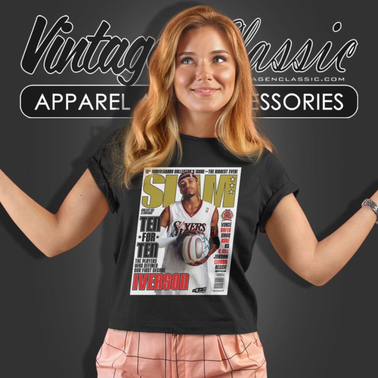 Allen Iverson Philadelphia 76ers Nba Slam Cover Women T Shirt Allen Iverson Philadelphia 76ers Nba Slam Cover Women T Shirt