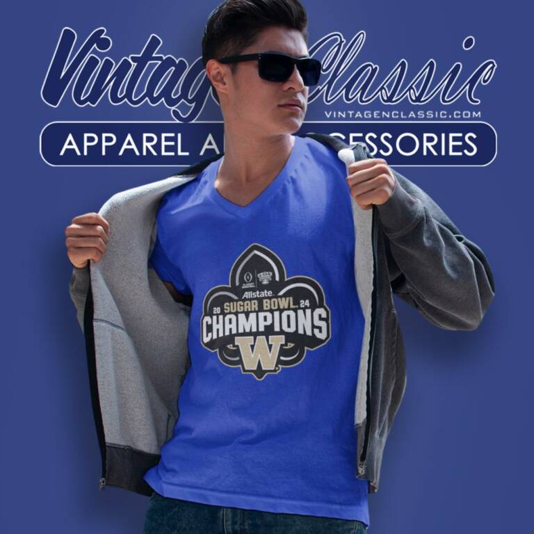 Allstate Sugar Bowl Washington Huskies Champions 2024 V Neck TShirt Allstate Sugar Bowl Washington Huskies Champions 2024 V Neck TShirt