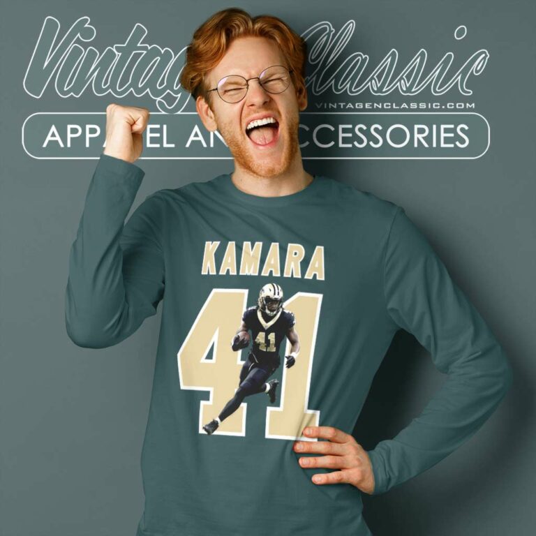Alvin Kamara New Orleans Saints Highland Long Sleeve Tee Alvin Kamara New Orleans Saints Highland Long Sleeve Tee