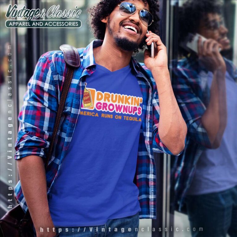 America Runs On Tequila V Neck TShirt America Runs On Tequila V Neck TShirt