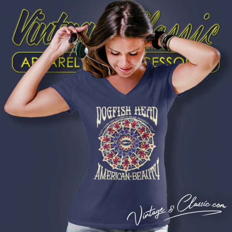 American Beauty Beer Shirt Dogfish Head And The Grateful Dead Present V Neck TShirt American Beauty Beer Shirt Dogfish Head And The Grateful Dead Present V Neck TShirt