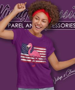 American Flag Pink Flamingos Lover Women TShirt