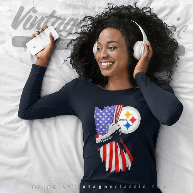 American Flag Pittsburgh Steelers Long Sleeve Tee American Flag Pittsburgh Steelers Long Sleeve Tee