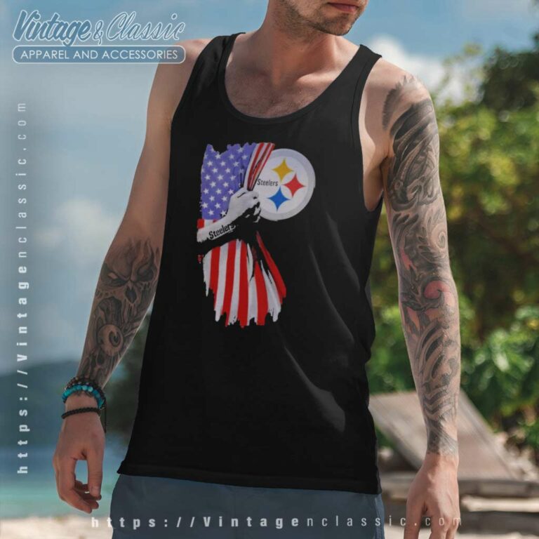 American Flag Pittsburgh Steelers Tank Top Racerback American Flag Pittsburgh Steelers Tank Top Racerback