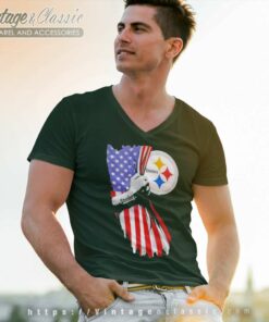 American Flag Pittsburgh Steelers V Neck TShirt