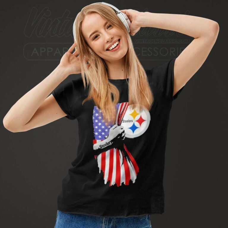 American Flag Pittsburgh Steelers Women TShirt American Flag Pittsburgh Steelers Women TShirt