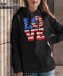 American Flag Sunflower Love 4th Of July Hoodie