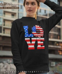 American Flag Sunflower Love 4th Of July Sweatshirt
